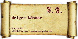 Weiger Nándor névjegykártya