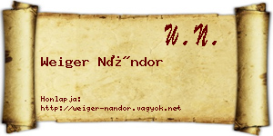 Weiger Nándor névjegykártya